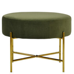 Lakeland Furniture Avon Olive Green Velvet Gold Leg Foot Stool