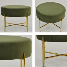Lakeland Furniture Avon Olive Green Velvet Gold Leg Foot Stool - thumbnail 2