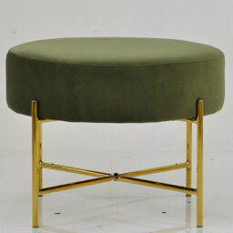 Lakeland Furniture Avon Olive Green Velvet Gold Leg Foot Stool - thumbnail 3