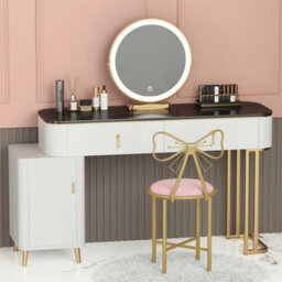 Vanity Chair With Butterfly Backrest Cute Desk Chair For Bedroom - thumbnail 4