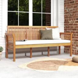 3 Person Porch Bench 159Cm Garden Bench W/curved Armrests - thumbnail 6