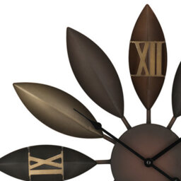 Wyld And Coco 55 Cm Flower Iron Wall Clock Brown Matt Finish Roman Numerals - thumbnail 3