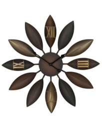 Wyld And Coco 55 Cm Flower Iron Wall Clock Brown Matt Finish Roman Numerals - thumbnail 1