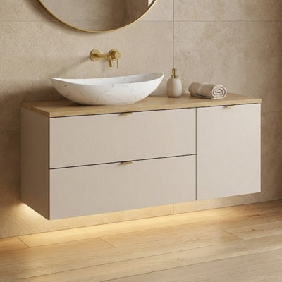 Heze Furniture Dalia Bathroom Vanity 120Cm With Countertop Basin In Cashmere & Cremona Oak - image 1