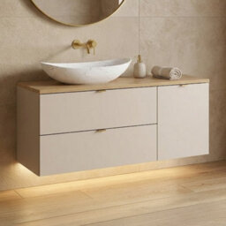 Heze Furniture Dalia Bathroom Vanity 120Cm With Countertop Basin In Cashmere & Cremona Oak - thumbnail 1