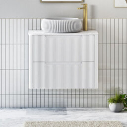 Royal Bathrooms Avenza 800mm Matt White Wall Hung Bathroom Countertop Vanity Unit 2 Drawer With Milan Basin - thumbnail 1