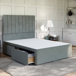 Divan Base Direct Lino Silver Platform Top Divan Bed Base 4Ft Small Double With 4 Drawers + Florence Strutted Headboard - thumbnail 2