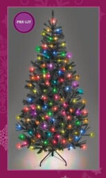 Shatchi 7Ft Prelit Black Alaskan Pine Christmas Tree Multicolour Leds - thumbnail 3