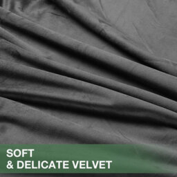 Moonlight Bedding Velvet Ring Top Curtains- Fully Lined Dim Out Blackout Pair, Ultra Soft Thermal Curtains (Charcoal, 66X54 Inch) - thumbnail 8