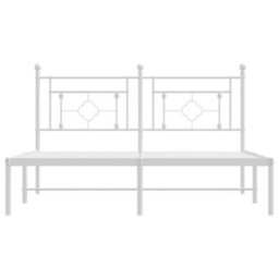 Berkfield Metal Bed Frame Without Mattress With Headboard White 150X200Cm - thumbnail 5