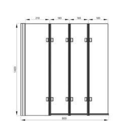 Homestylestore White Bathroom Single Ended Bath With Folding Black Screen, Side And End Panels, Waste And Trap 1800 X 800mm - thumbnail 6