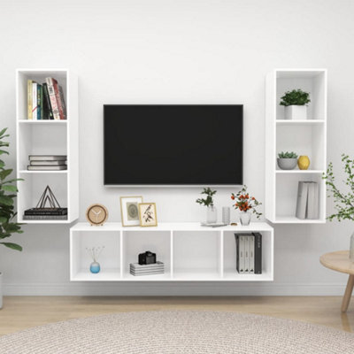 Berkfield 3 Piece Tv Cabinet Set White Engineered Wood - image 1