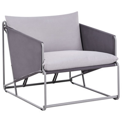 Beliani Garden Chair With Cushion Ponte Metal Grey - image 1