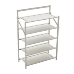Thehotsale White 5-Tier Foldable Bamboo Freestanding Shoe Rack - thumbnail 4