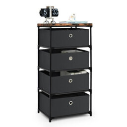 Costway 4 Drawer Fabric Dresser Storage 4-Tier Organizer Tower Dresser Nightstand W/ Drawers - thumbnail 1
