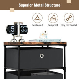 Costway 4 Drawer Fabric Dresser Storage 4-Tier Organizer Tower Dresser Nightstand W/ Drawers - thumbnail 5