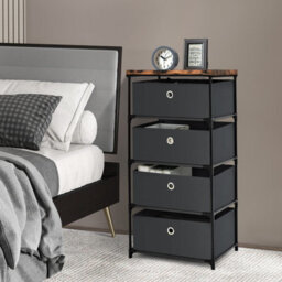 Costway 4 Drawer Fabric Dresser Storage 4-Tier Organizer Tower Dresser Nightstand W/ Drawers - thumbnail 3