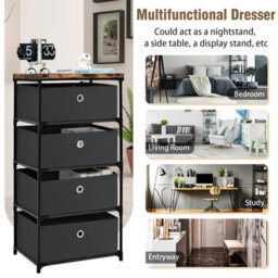 Costway 4 Drawer Fabric Dresser Storage 4-Tier Organizer Tower Dresser Nightstand W/ Drawers - thumbnail 7