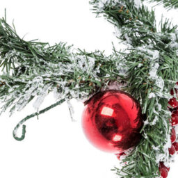 Homescapes Frosted Artificial Christmas Garland With Red Baubles - thumbnail 3