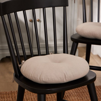 Dibor Set Of 4 Round Grey Indoor Dining Chair Seat Pad Cushions (Dia) 40Cm - image 1