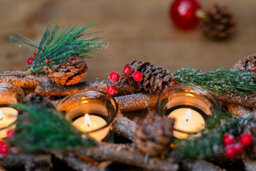 Christmas Tealight Candle Holder Decoration Tea Light Glass Votive Pinecones Xmas Home - thumbnail 4