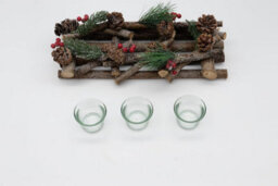 Christmas Tealight Candle Holder Decoration Tea Light Glass Votive Pinecones Xmas Home - thumbnail 7
