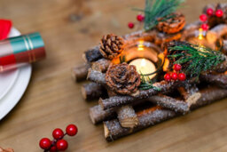 Christmas Tealight Candle Holder Decoration Tea Light Glass Votive Pinecones Xmas Home - thumbnail 5