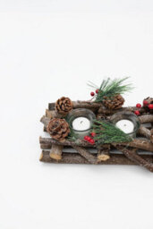 Christmas Tealight Candle Holder Decoration Tea Light Glass Votive Pinecones Xmas Home - thumbnail 6