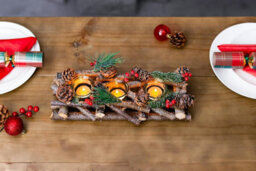 Christmas Tealight Candle Holder Decoration Tea Light Glass Votive Pinecones Xmas Home - thumbnail 2