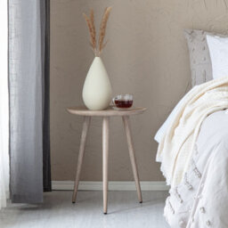 MH London Electra Side Table Solid Wood Living Room End Table Bedside Table Greige Wooden Side Table - thumbnail 2