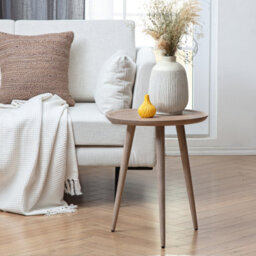 MH London Electra Side Table Solid Wood Living Room End Table Bedside Table Greige Wooden Side Table - thumbnail 1