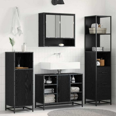 Walplus Bathroom Cabinet With Drawer Black Oak 35 X 37.5 X 166 Cm - image 1