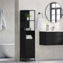 Walplus Bathroom Cabinet With Drawer Black Oak 35 X 37.5 X 166 Cm - thumbnail 4