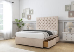 "Comfort Winslow Sand Naples Divan Bed Base 4 Drawers - 26"" Strutted  4'6 Double" - thumbnail 5