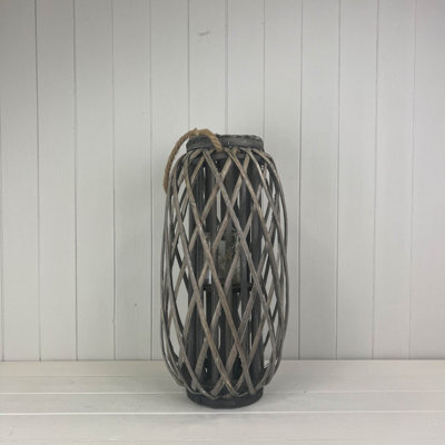 Four Candle Satchville Grey Wicker Lantern - image 1