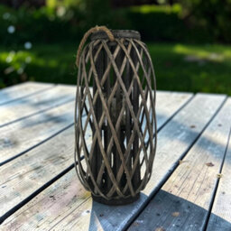 Four Candle Satchville Grey Wicker Lantern - thumbnail 2