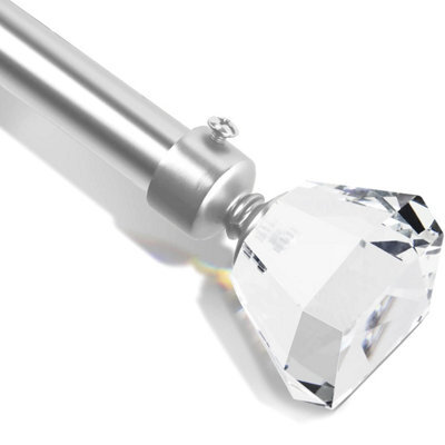Bedlooms Metal Curtain Pole- (120-210 Cm, 48''- 84'') Extendable Durable Rod Sapphire Crystal Finials Chrome Finish - image 1
