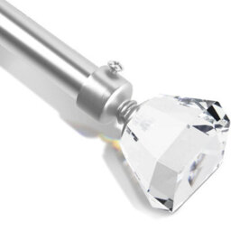Bedlooms Metal Curtain Pole- (120-210 Cm, 48''- 84'') Extendable Durable Rod Sapphire Crystal Finials Chrome Finish - thumbnail 1