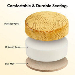 BTFY Beautify Velvet Mustard Footstool, Yellow Ottoman For Living Room, Upholstered Round Foot Stool For Living Room, Bloom - thumbnail 7