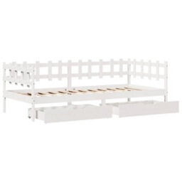 Berkfield Daybed With Drawers Without Mattress White 80X200 Cm Solid Wood - thumbnail 9