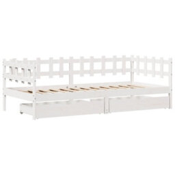 Berkfield Daybed With Drawers Without Mattress White 80X200 Cm Solid Wood - thumbnail 3
