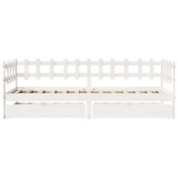 Berkfield Daybed With Drawers Without Mattress White 80X200 Cm Solid Wood - thumbnail 4