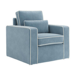 Where Saints Go Ltd Armchair Jenson Ice Blue Velvet Accent Chair Ivory Piping 87Cm By Where Saints Go - thumbnail 5