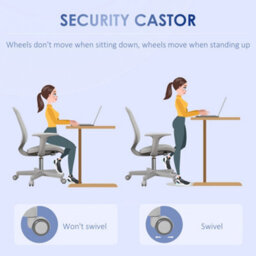 Vinsetto Office Chair, 360 Degree Swivel Desk Chair With Wheels, Grey - thumbnail 4