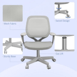 Vinsetto Office Chair, 360 Degree Swivel Desk Chair With Wheels, Grey - thumbnail 7