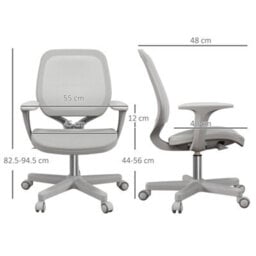 Vinsetto Office Chair, 360 Degree Swivel Desk Chair With Wheels, Grey - thumbnail 3