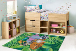 RugsX Bambino 2651 Washing Carpet Animals, Jungle For Children Anti-Slip - Green Brown  140X200 Cm - thumbnail 1
