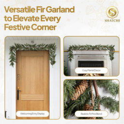 Shatchi 180Cm Fir Garland Pe Realistic Pine Cone Greenery Holiday Christmas Decoration For Doors, Mantels & Stairways - thumbnail 8
