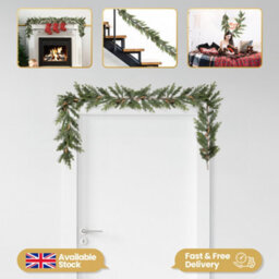 Shatchi 180Cm Fir Garland Pe Realistic Pine Cone Greenery Holiday Christmas Decoration For Doors, Mantels & Stairways - thumbnail 3