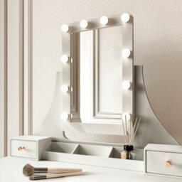 CARME Home Arianna Deluxe Grey Dressing Table With Hollywood Mirror Lights - thumbnail 5